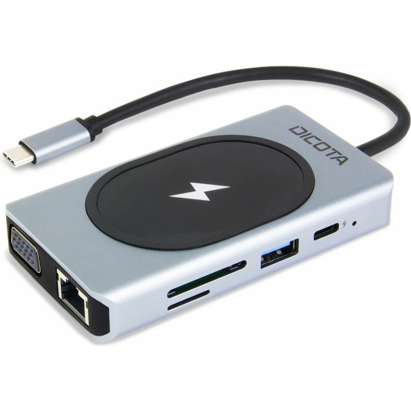 DICOTA D32059 hub & concentrateur USB Type-C Noir, Argent