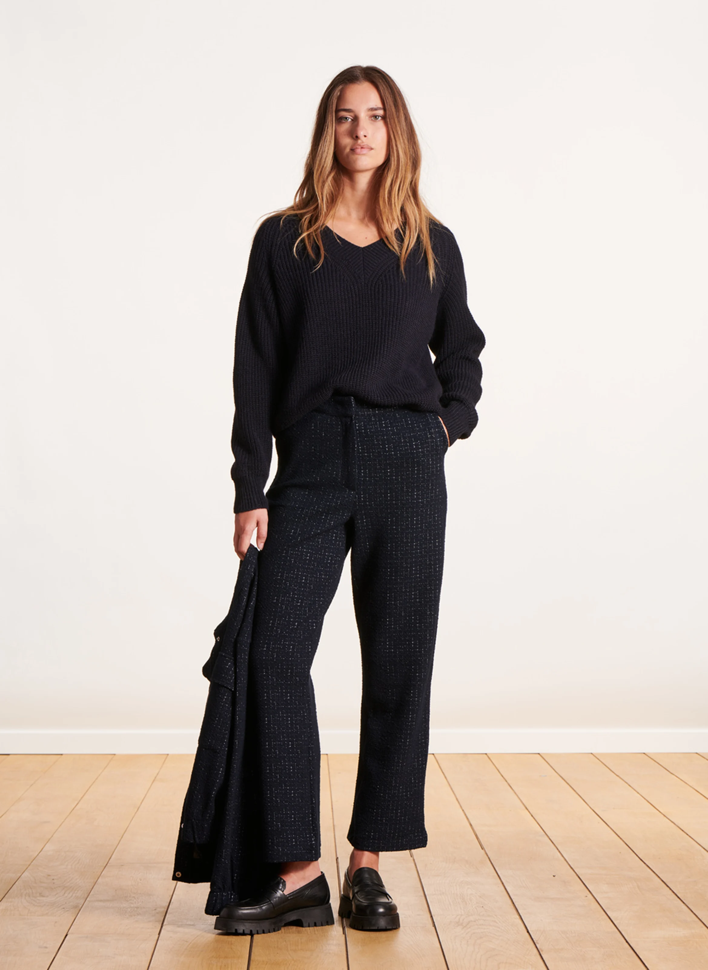 Pantalon droit en coton bio mélangé | Bleu