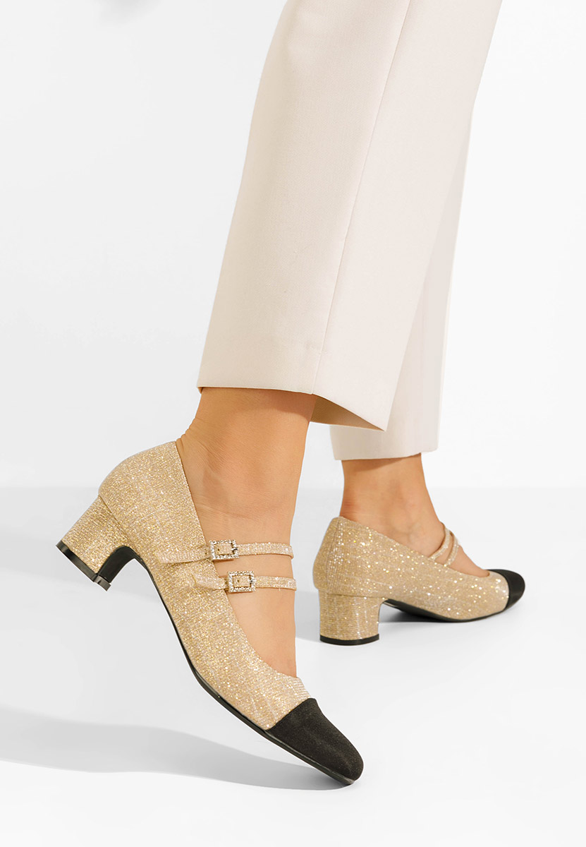 Chaussures à petit talon dorées Nakira