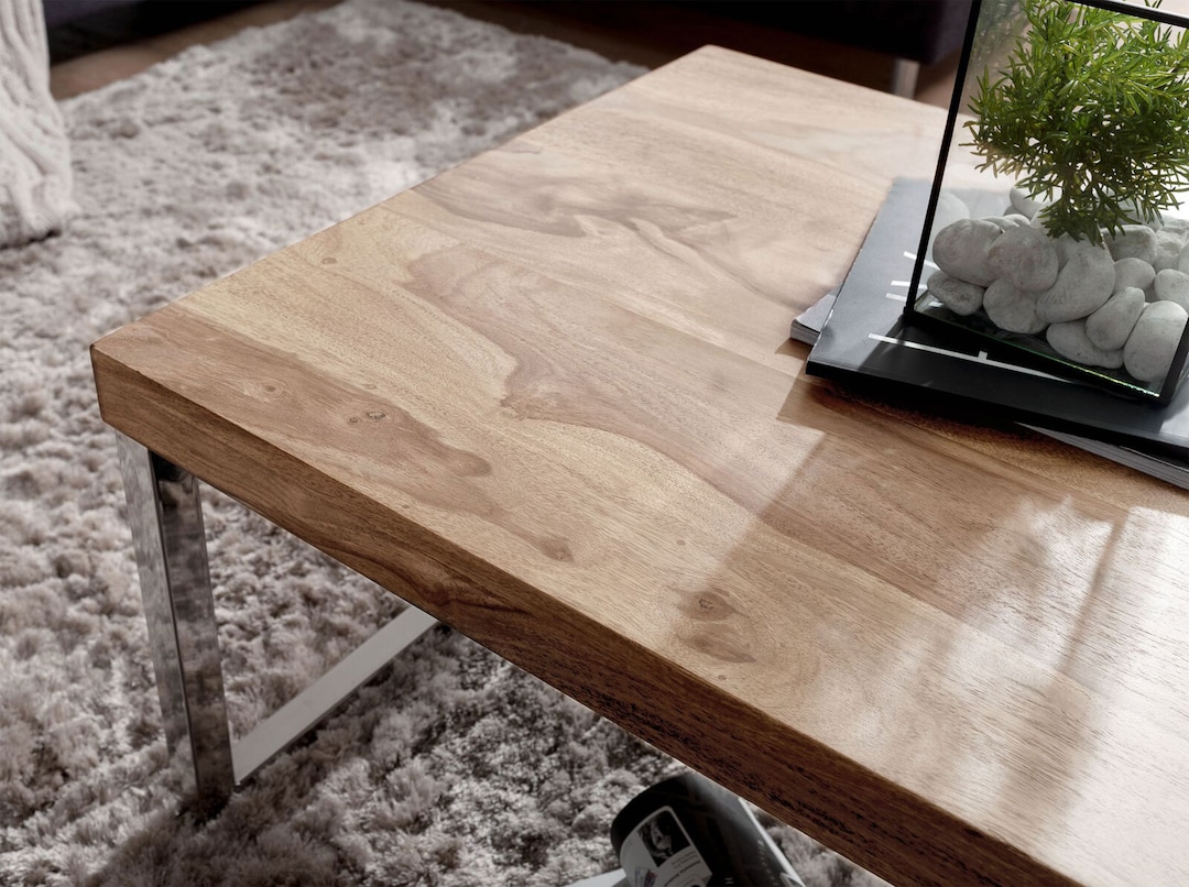Couchtisch 120 x 60 cm braun/ chromfarbig