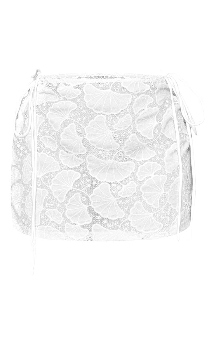 Crème Mini-jupe Coordonnée Petite Taille À Liens Latéraux Et Texture Coquillage