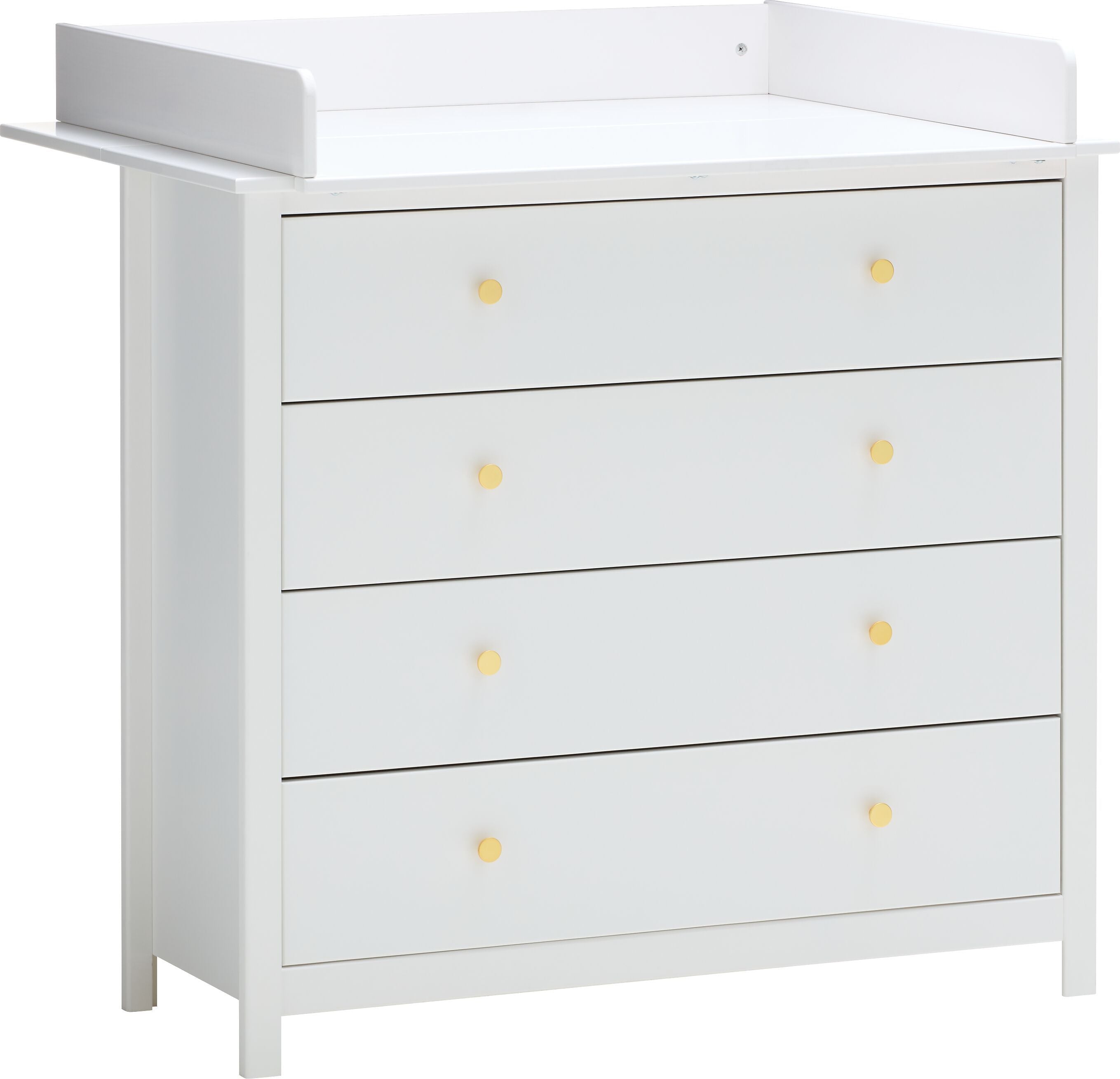 LUNA Wickelkommode mit Aufsatz Weiss - Weiss / B: 101.0 cm x T: 76.5 cm x H: 103.1 cm