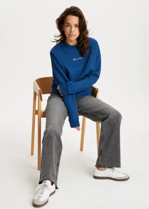 Sweater met merk print blauw (BLW.KD)