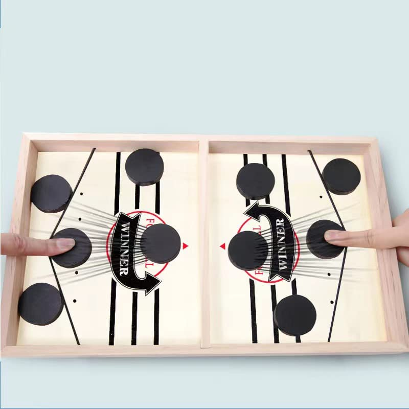 (55x30cm) Holz Schleuder Hockey Sling Puck Katapult Tischspiel Air Hockey Brett - Braun