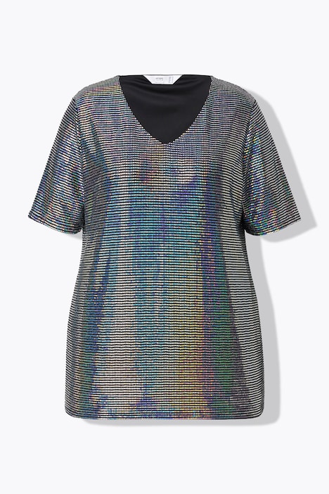 T-Shirt, A-Linie, Paillettenoptik