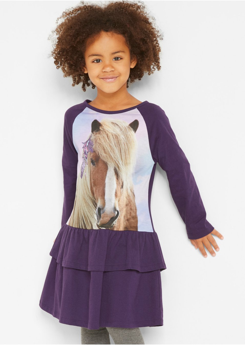 Robe en jersey fille avec coton et volants