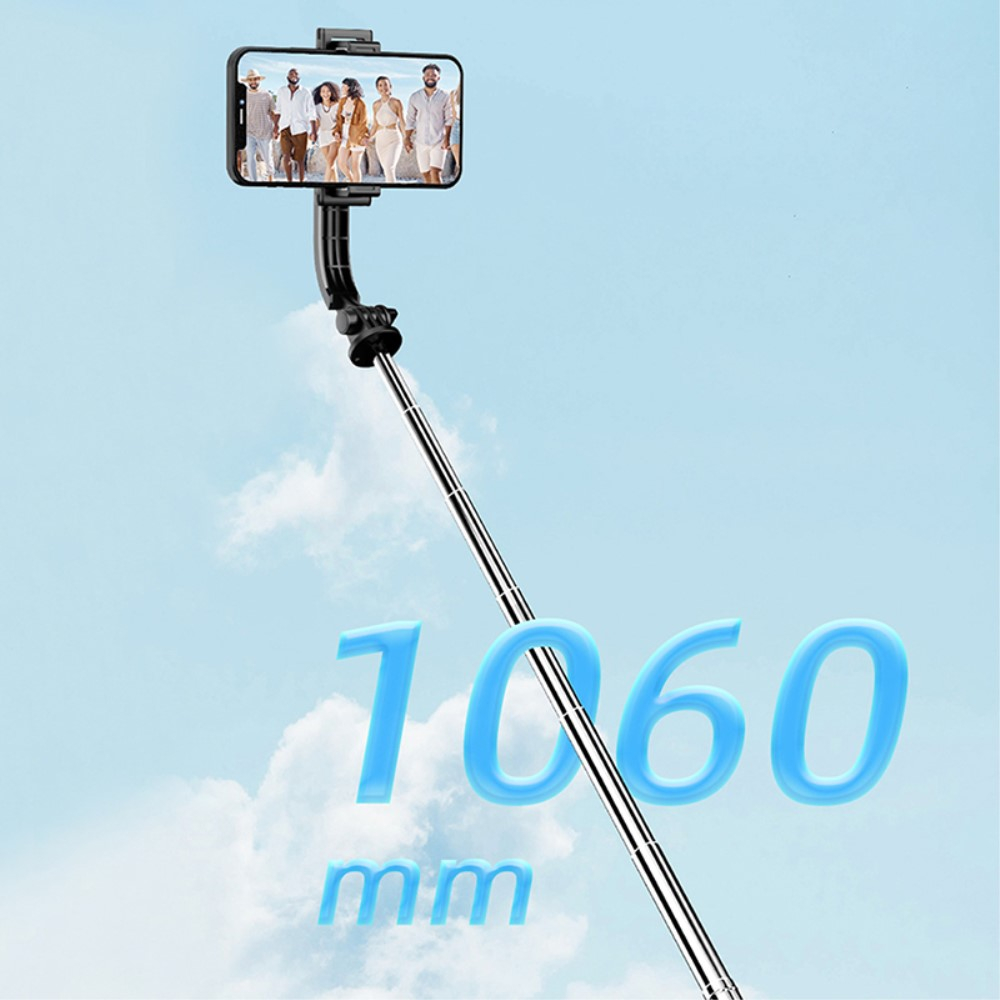 (20-106cm) 360° Verstellbarer Teleskop Ständer Tripod Stativ mit Smartphone Halterung   Fernauslöser - Schwarz