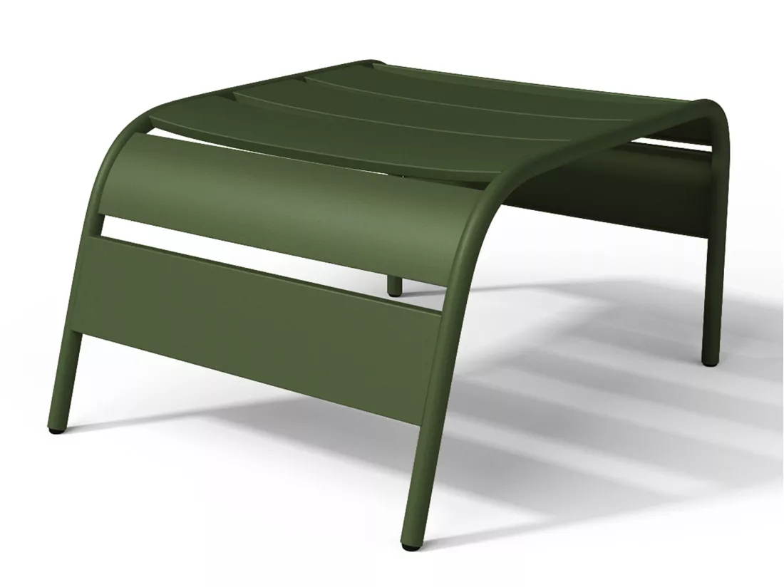 Fauteuil bas de jardin empilable + repose pied en métal - Kaki - MIRMANDE de MYLIA