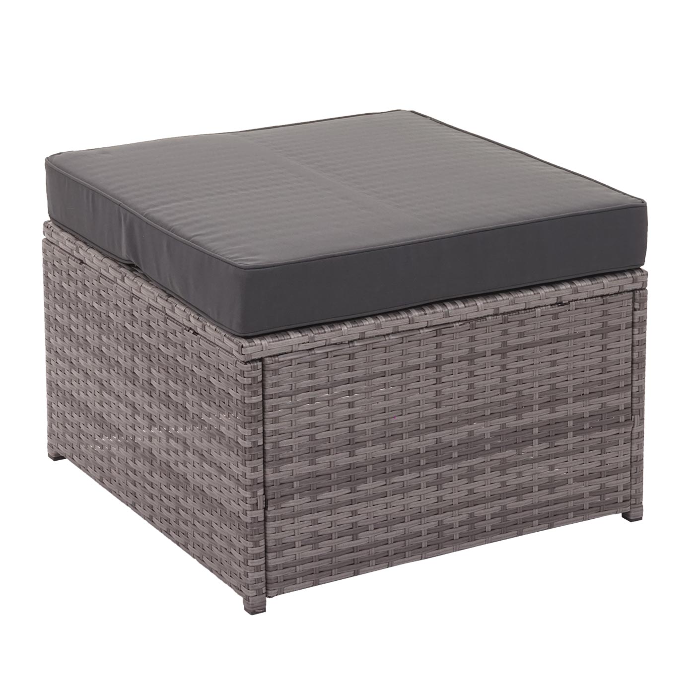 Poly-Rattan Garnitur MCW-J34, Balkon-/Garten-/Lounge-Set Sitzgruppe Sofa, Staufach ~ grau, Kissen dunkelgrau