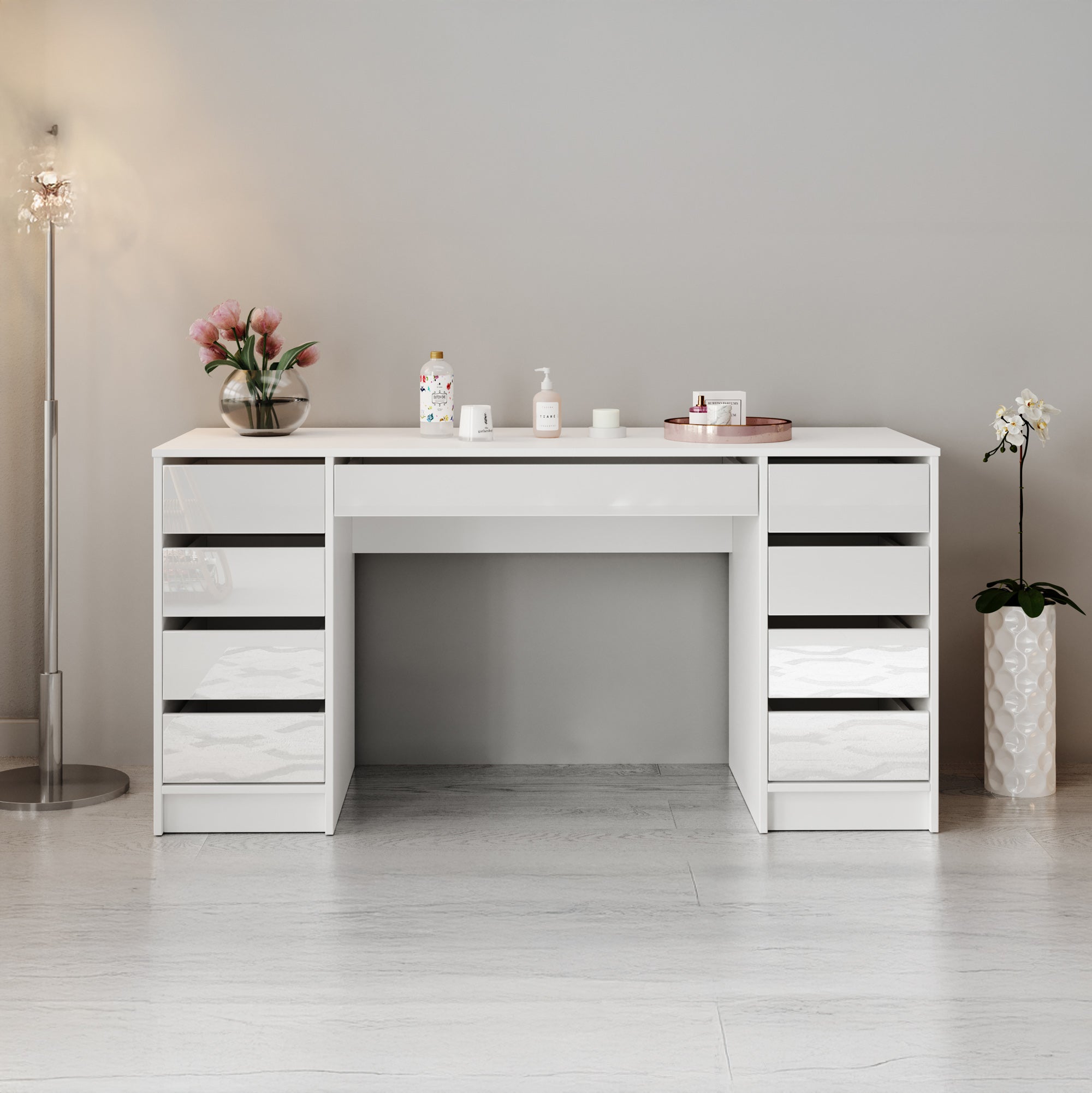 Meubella - Kaptafel Arco 2 - Wit hoogglans - 154 cm
