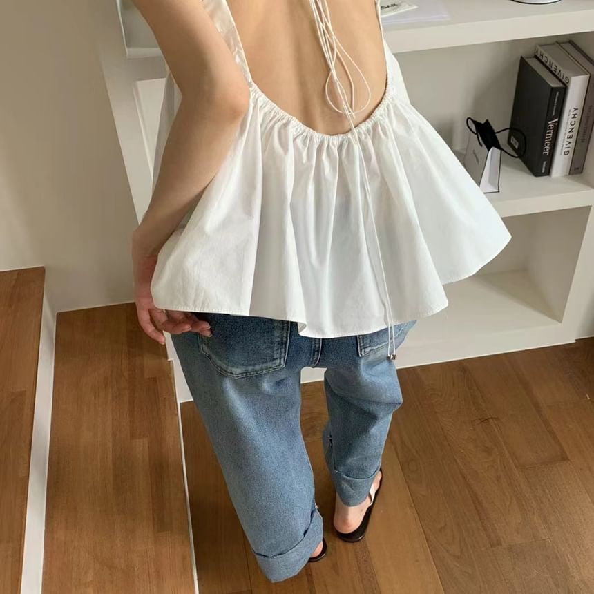 ISSOL - Effen, zwierige camisole top met open rug