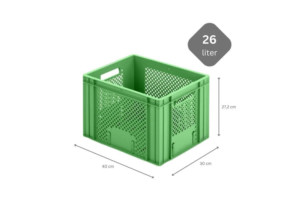 PROREGAL Euro Container Fruit- en Groentebox HxBxD 27,2 x 30 x 40 cm 26 Liter Groene Fruit- en Groentekrat Fruitmand Transportbox