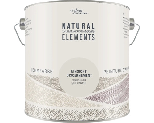 StyleColor NATURAL ELEMENTS Leemverf zonder conserveringsmiddelen Inspectienevel grijs 2,5 l