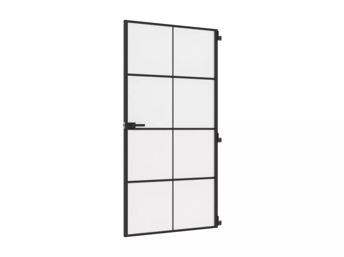 Porte intérieure mince noir verre trempé aluminium