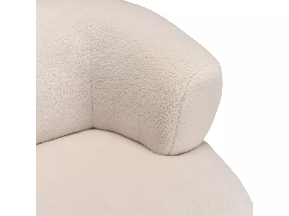 GASTON - Fauteuil en tissu bouclette écru assise arrondie