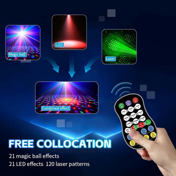 Roterende Magic Ball Laser Light RGB LED Strobe Lydaktivert projektorlampe