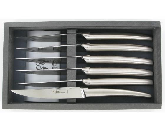 Laguiole moderne tout Inox - coffret de 6 pièces Couteaux Table par Goyon Chazeau