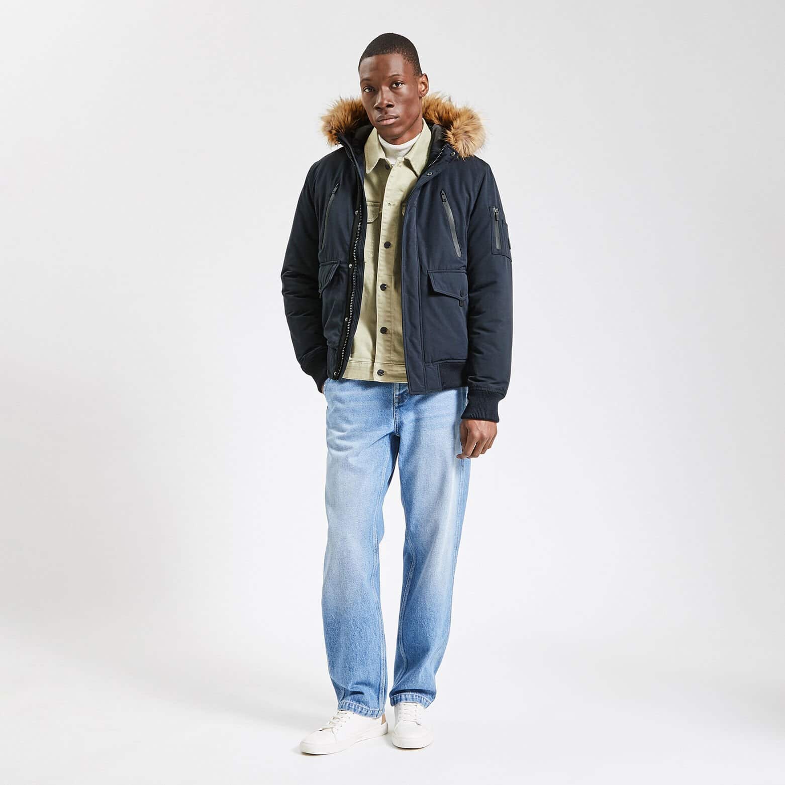 Blouson ski déperlant à capuche Bleu foncé