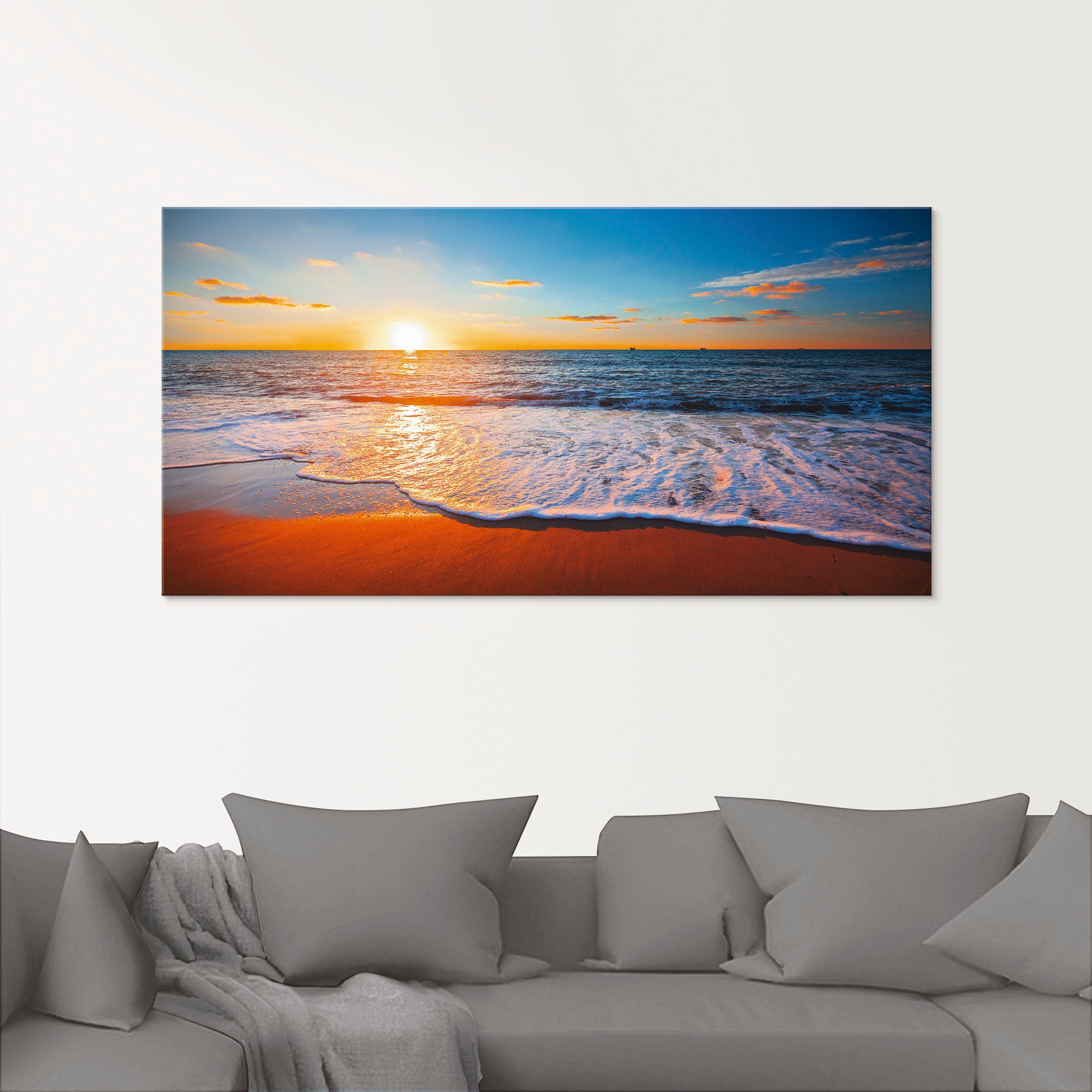 Artland Glasbild »Sonnenuntergang und das Meer« Strand 1 Stk. tlg.