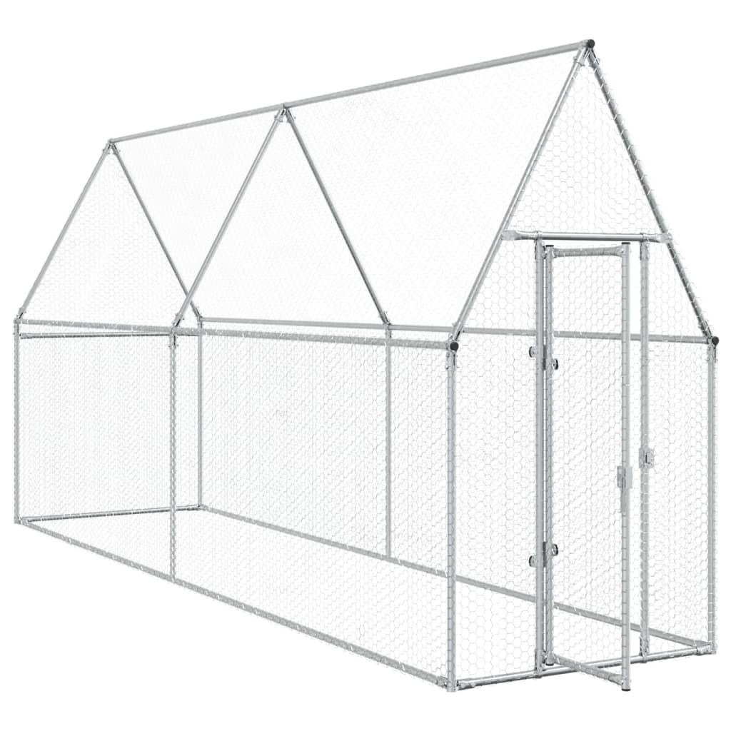 Gaiola para galinhas vidaXL, aço galvanizado prateado, 100x100x190 cm