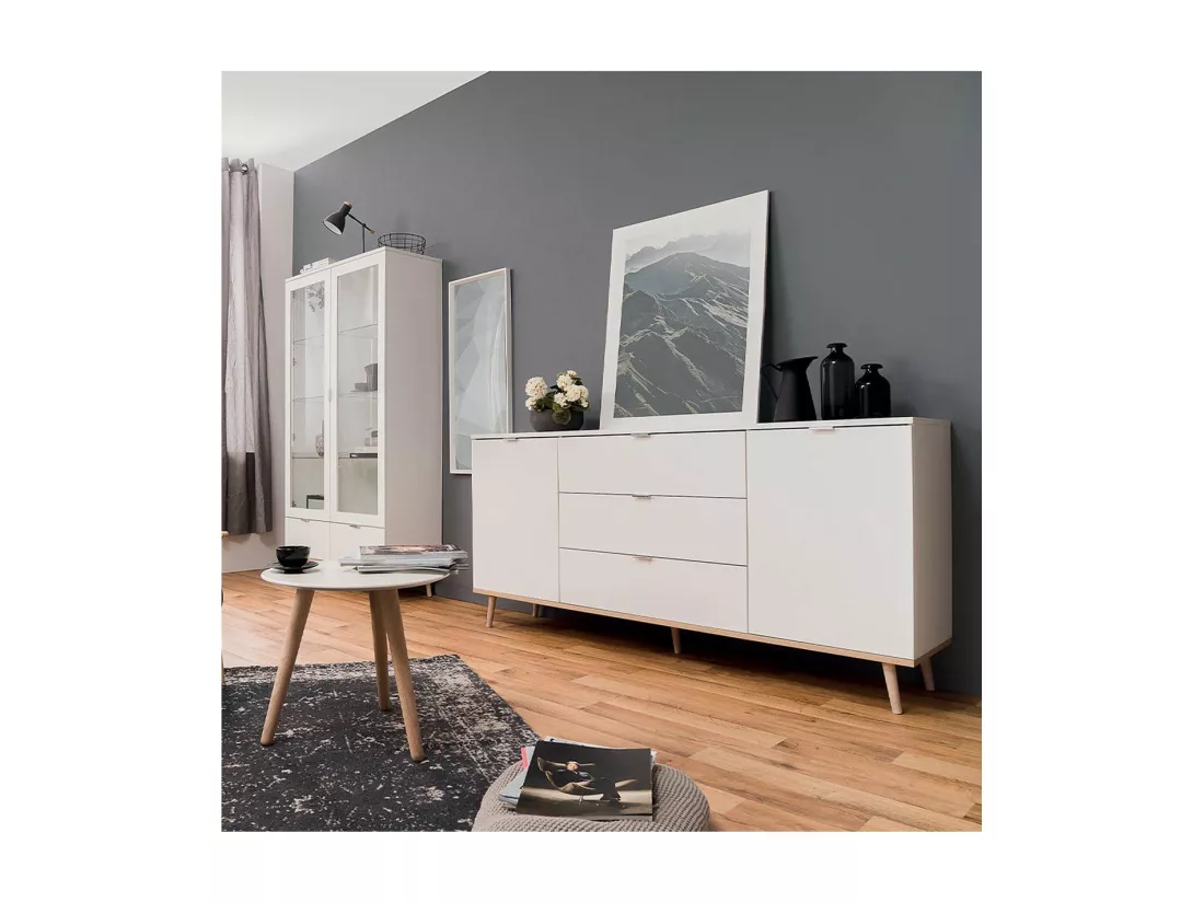 Vaisselier avec 2 Portes et 2 Tiroirs H140 cm - COPENHAGUE