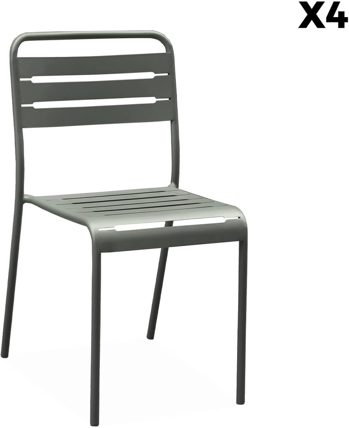 sweeek - Gartentisch + 2 Sessel und 4 Stühle, Stahl mit Rostschutzbehandlung, 160 x 90 x H 72,5cm - Amelia