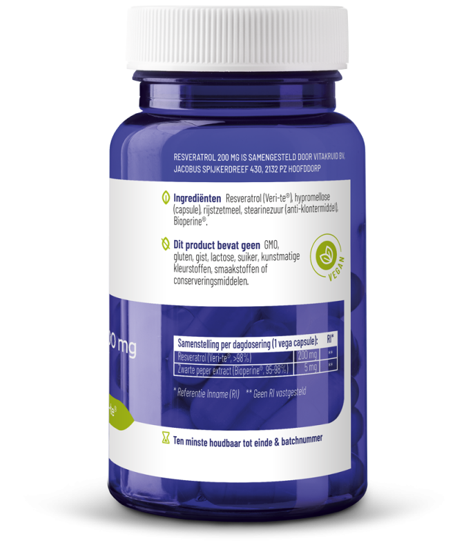Vitakruid Resveratrol (Veri-Te®) 200 Mg Met Bioperine® (60 vega capsules)