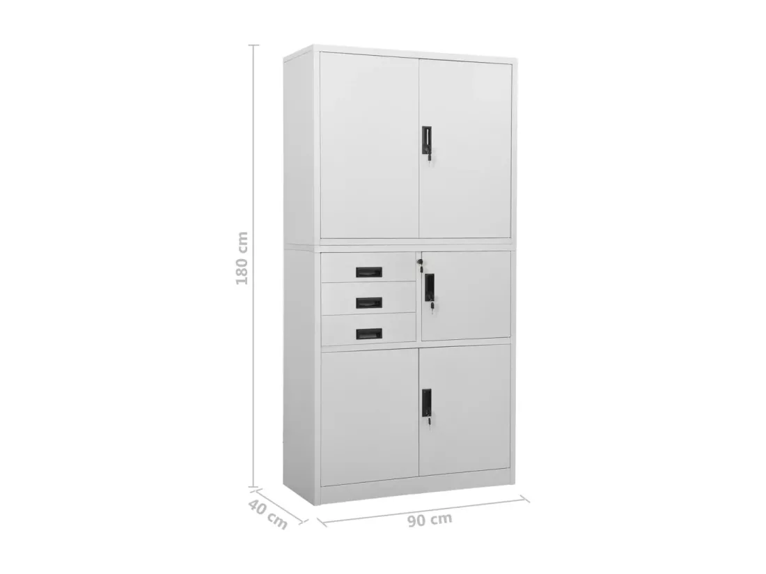 Armoire de bureau Gris clair 90x40x180 cm Acier