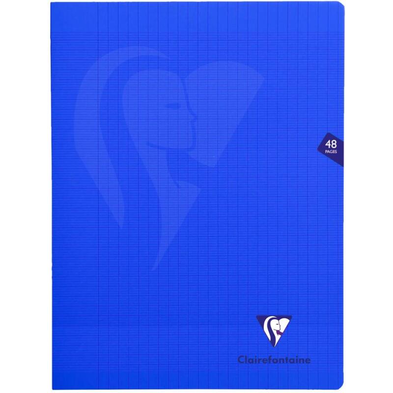 Mimesys cahier piqué 24x32cm 48 pages grands carreaux couverture polypropylène - Bleu marine