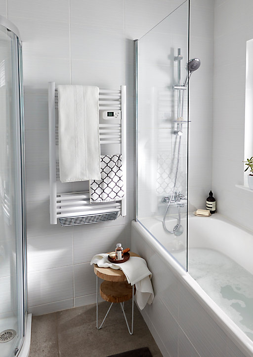 Pare-baignoire 1 volet verre transparent anticalcaire GoodHome Calera H. 140 x l. 85 cm