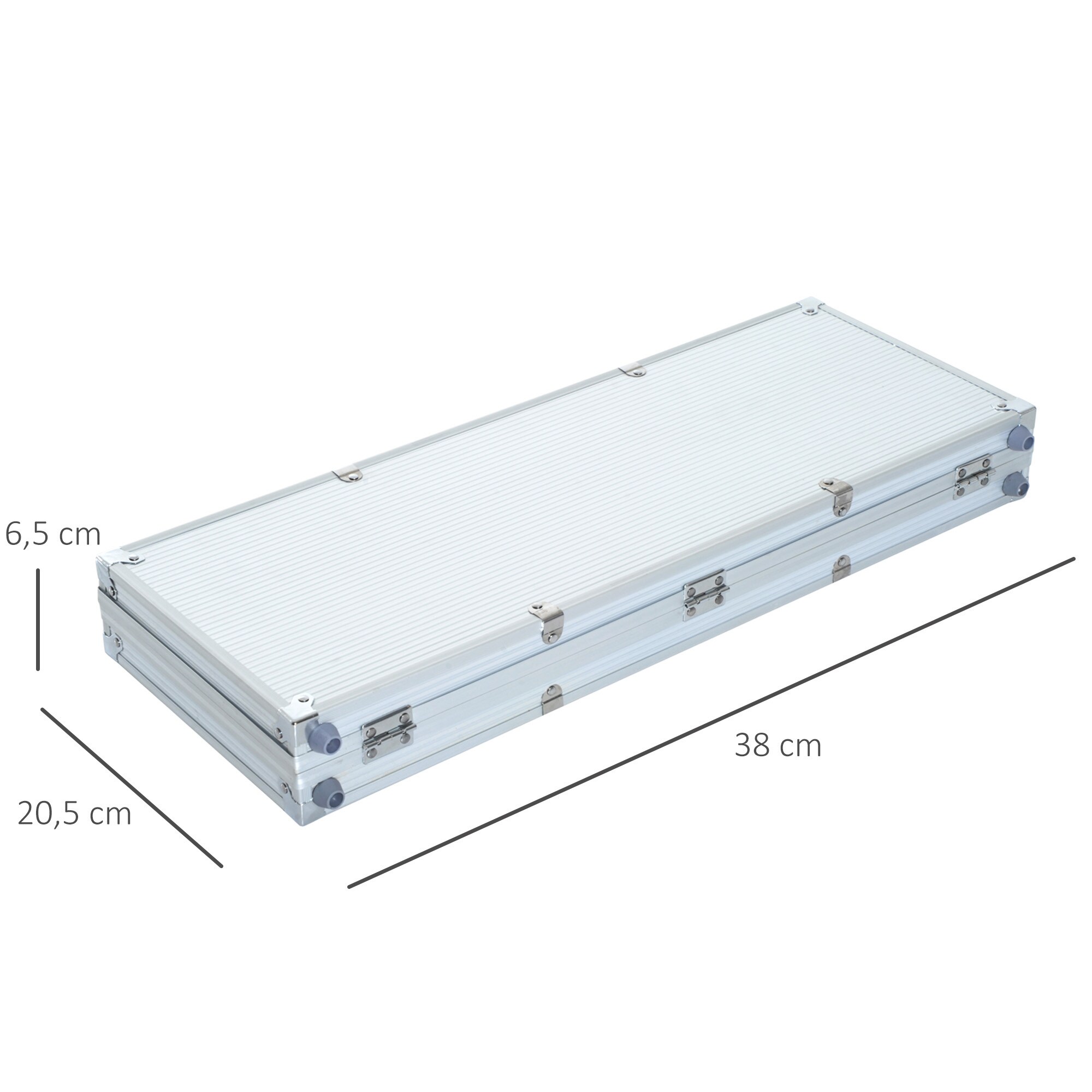 HOMCOM Pokerkoffer mit 300 Chips silber 38 x 20,5 x 6,5 cm (LxBxH)