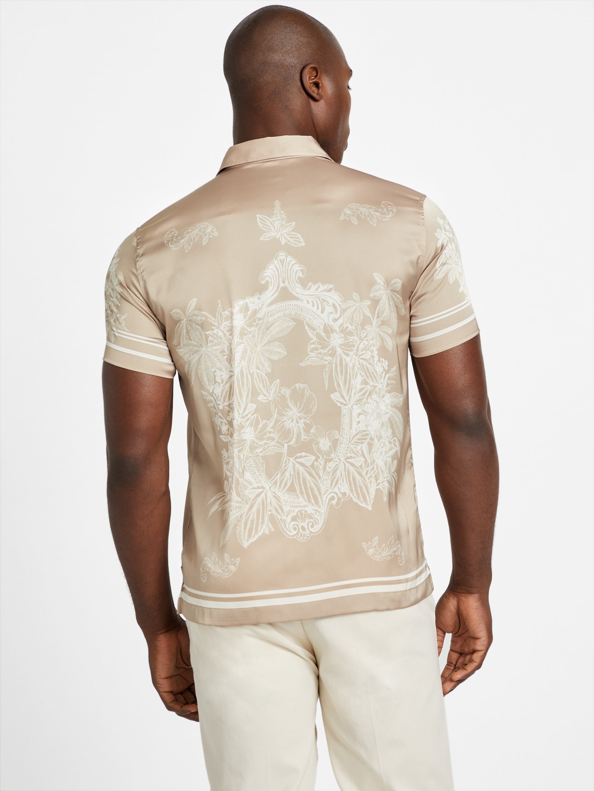 Camisa de cetim espelhado floral ecológico
