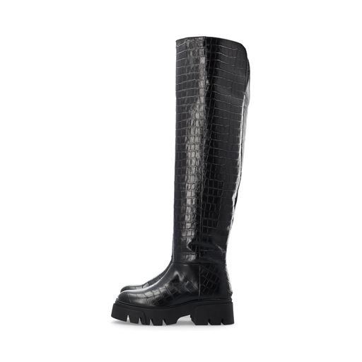 Bianco Kall Over Knee Støvler, Black Croco, 41