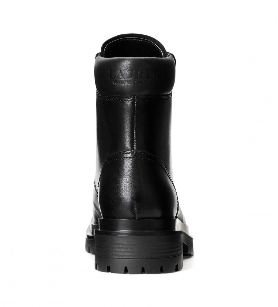 Ralph Lauren Botton Carlee em couro preto e castanho.