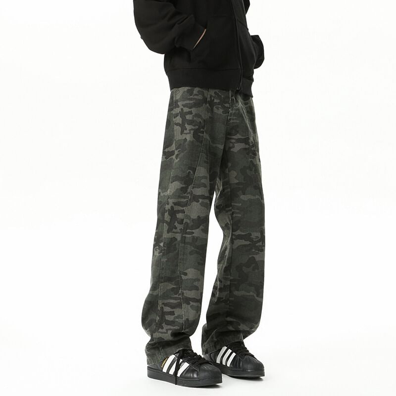 Sheck - Rechte broek met camouflageprint en middelhoge taille (verschillende ontwerpen)