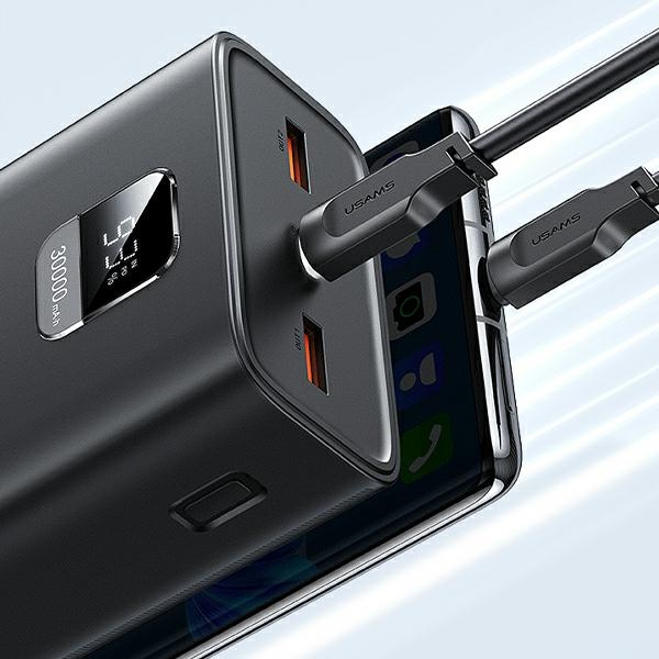 (65W) 30000mAh Powerbank Dual USB A / USB C Ladegerät inkl. USB C Ladekabel Power Delivery (ATXLOGTCTG01) - Schwarz
