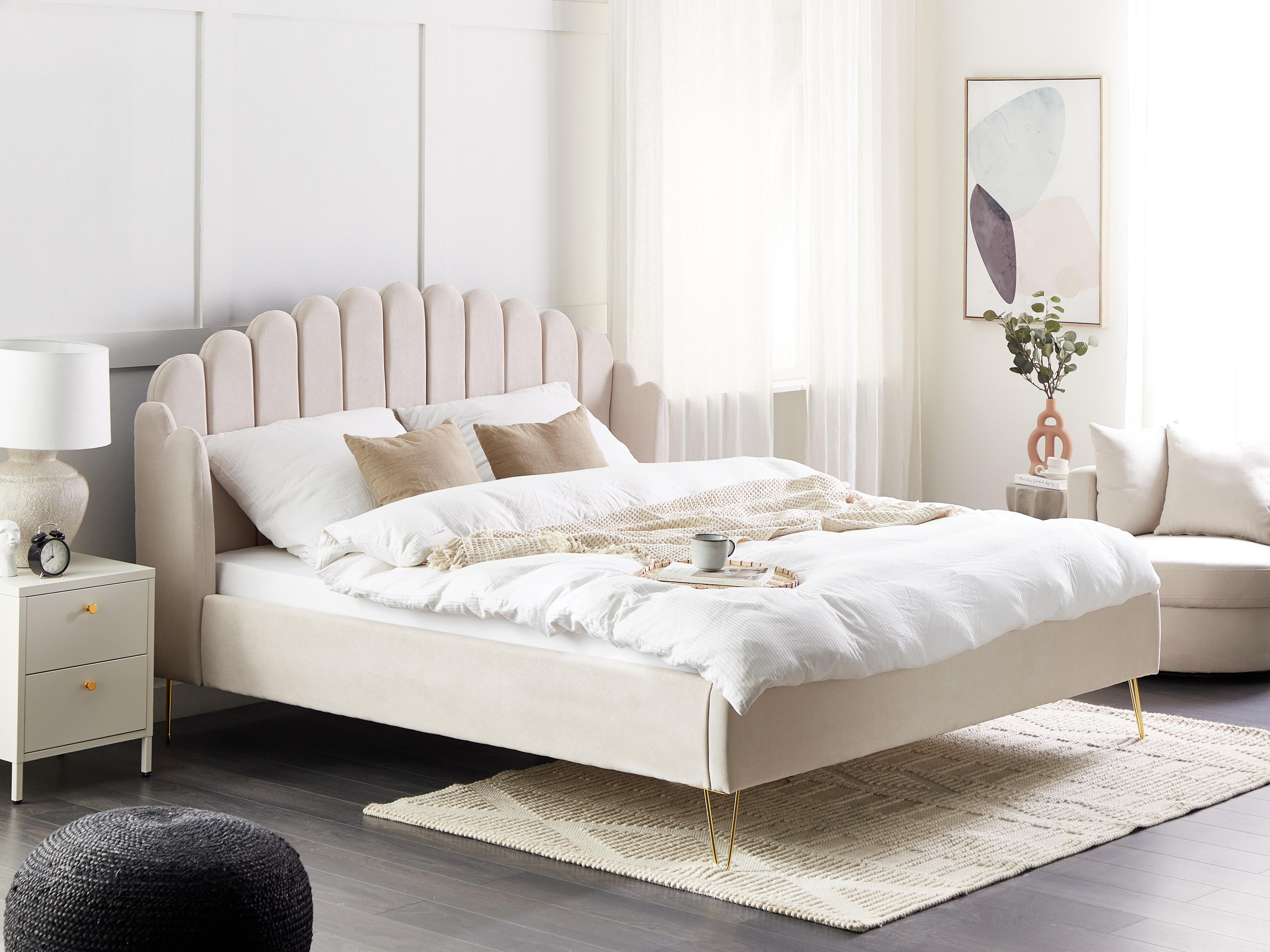 Bed Stof AMBILLOU 180 x 200 cm Lichtbeige