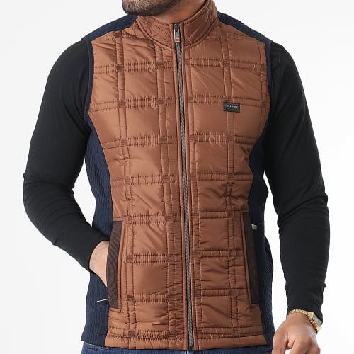 Veste Zippée Sans Manches BLC22K16 Bleu Marine Marron