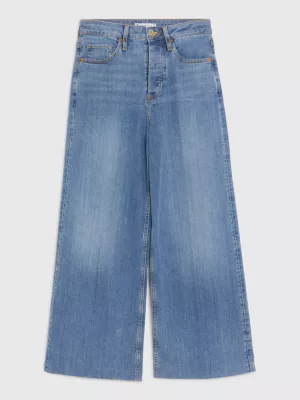 Calça jeans de cintura alta e pernas largas