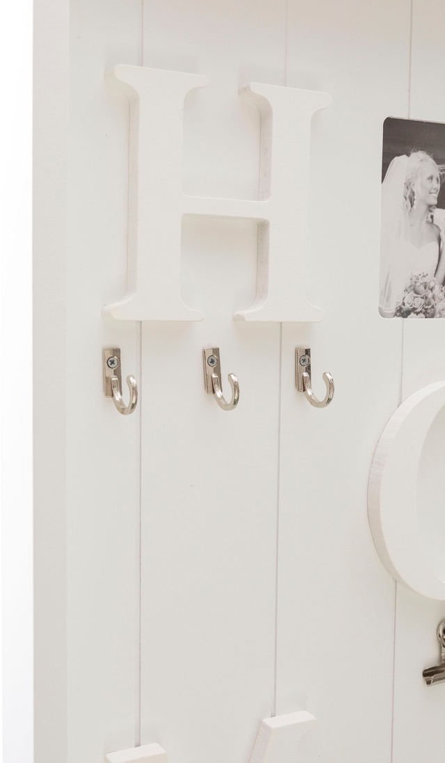 Myflair Möbel & Accessoires Memoboard »Valerina, weiss« Schlüsselbrett, mit Klemmen & Haken, mit Schriftzug