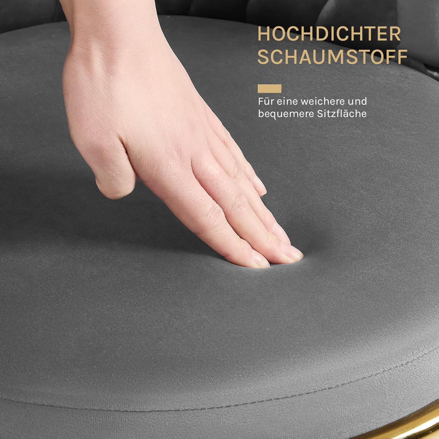 WOLTU Esszimmerstühle 4er Set, Küchenstuhl, Wohnzimmerstuhl, mit Metallrahmen, ergonomisch, 360° drehbar, für Küche Wohnzimmer Balkon, Samtsitz, Dunkelgrau, EZS84dgr-4