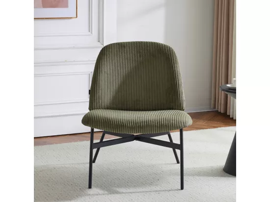 Fauteuil en velours côtelé vert kaki - Petra