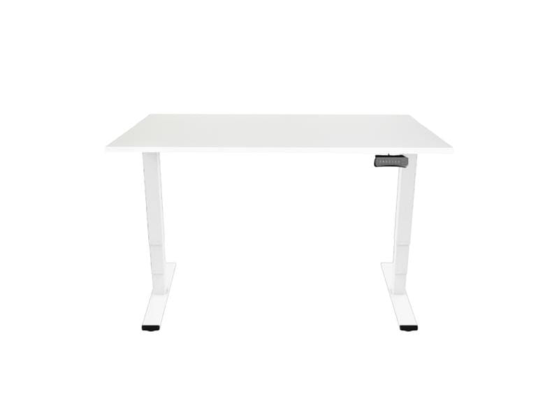 Contini RAL 9016 2.0 x 0.9 m Weiss mit Weisser Tischplatte Abwechslungsreiches Arbeiten im Stehen und Sitzen