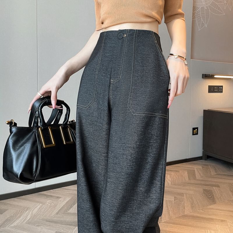 Jaqmine - High Waist Plain Wide Leg Jeans (Diverse ontwerpen)