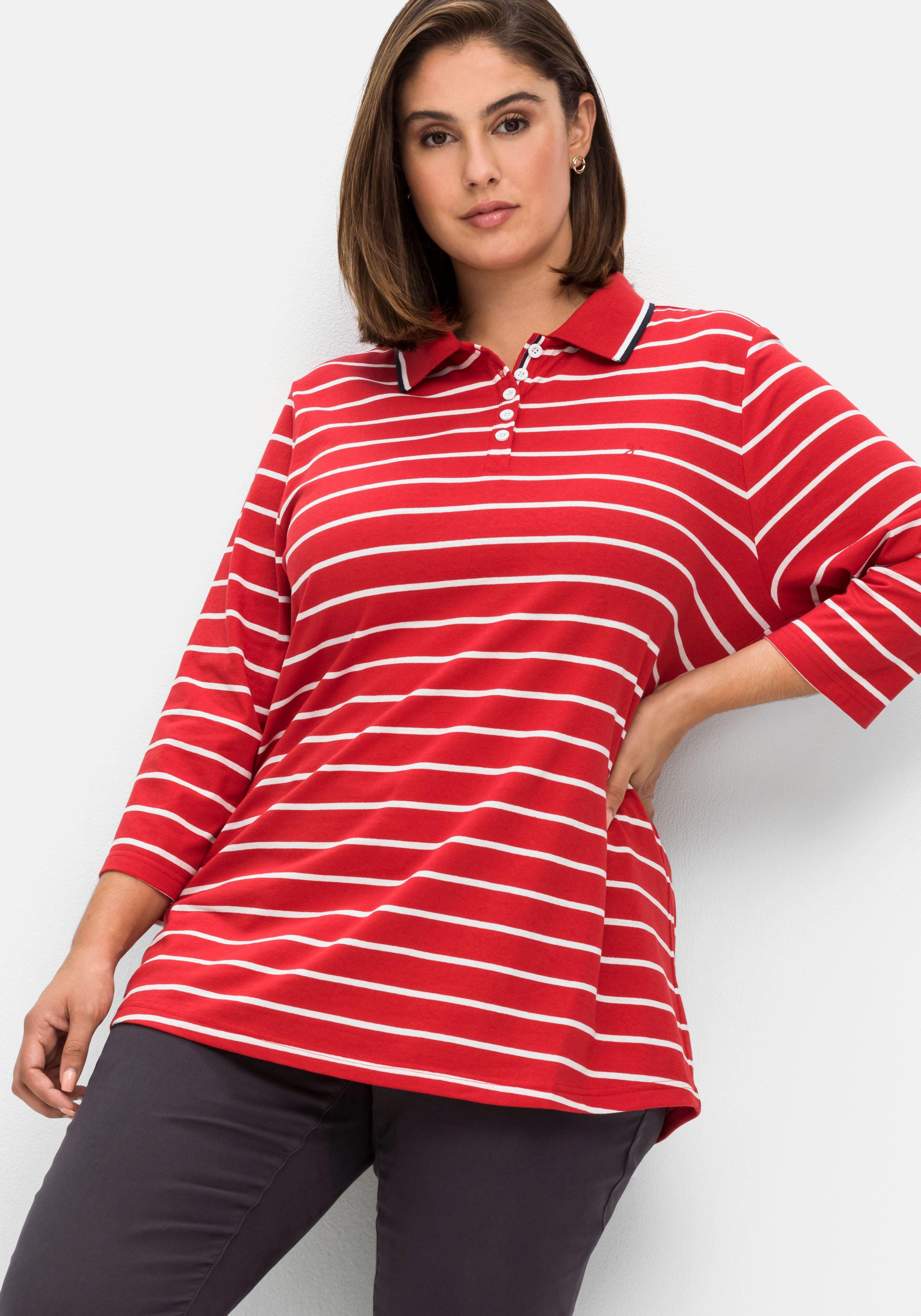 Gestreiftes Poloshirt mit 3/4-Arm