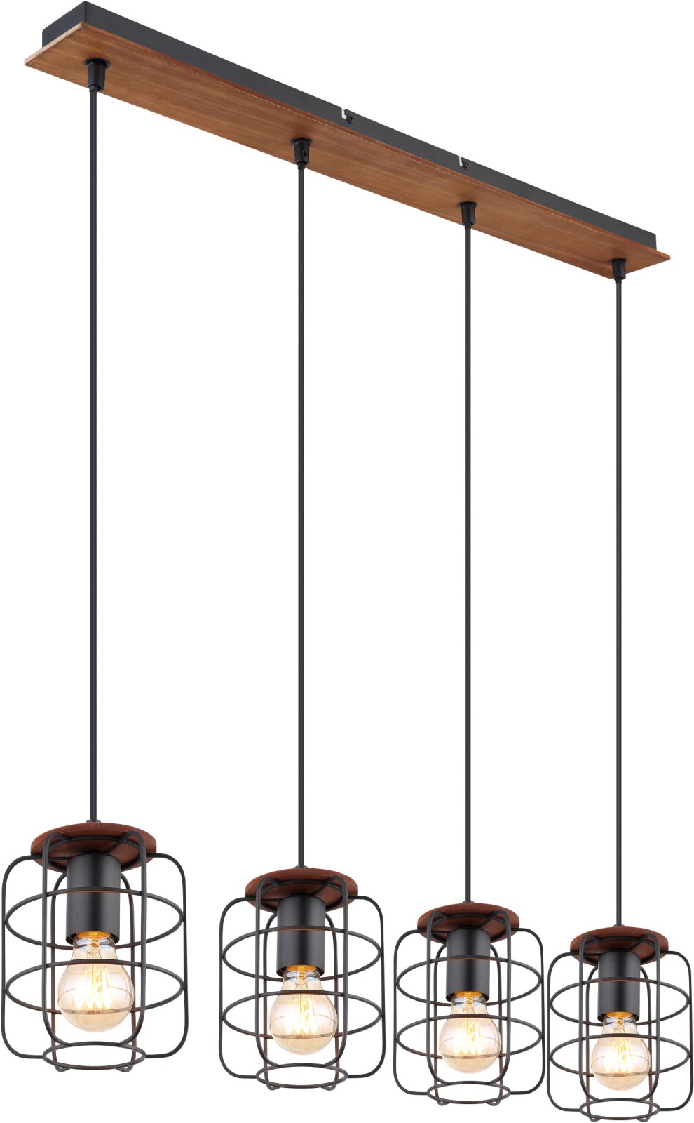 Pendelleuchte - schwarz-braun - Metallschirm - 120 cm