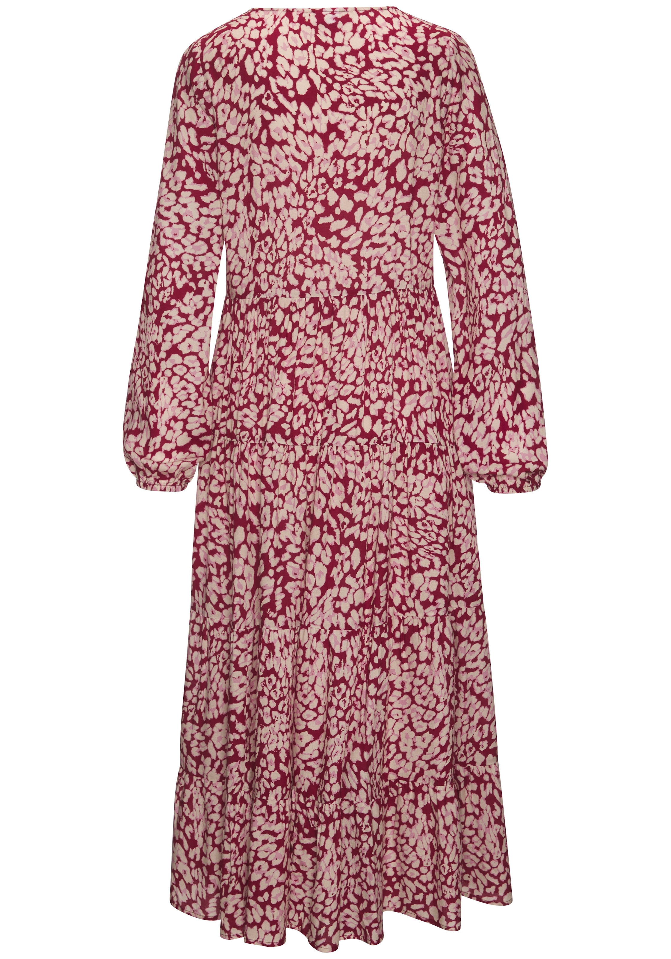 LASCANA Maxikleid mit buntem Leoprint und Volants, Sommerkleid