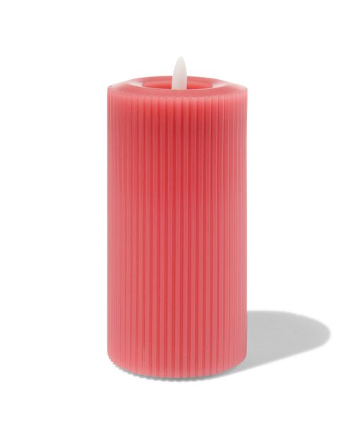 bougie nervurée LED avec cire Ø7.5x15 rose foncé