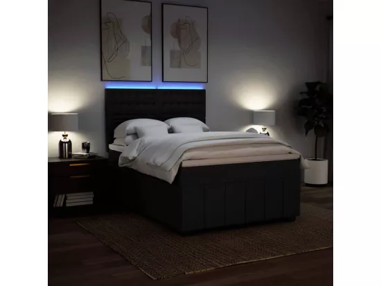 Sommier à lattes de lit avec matelas Noir 140x190 cm Tissu