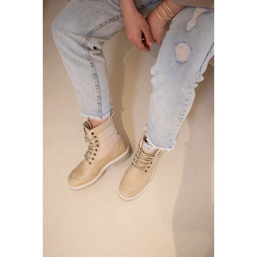 Beflamboyant - BEIGE COCO HIGH TOP VEGAN BOOTS Beige